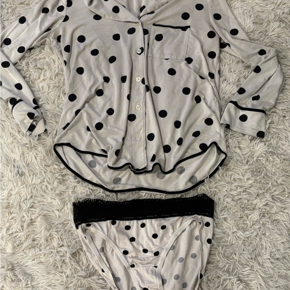 Soma Polka Dot Women's Pajama Set - Black and White